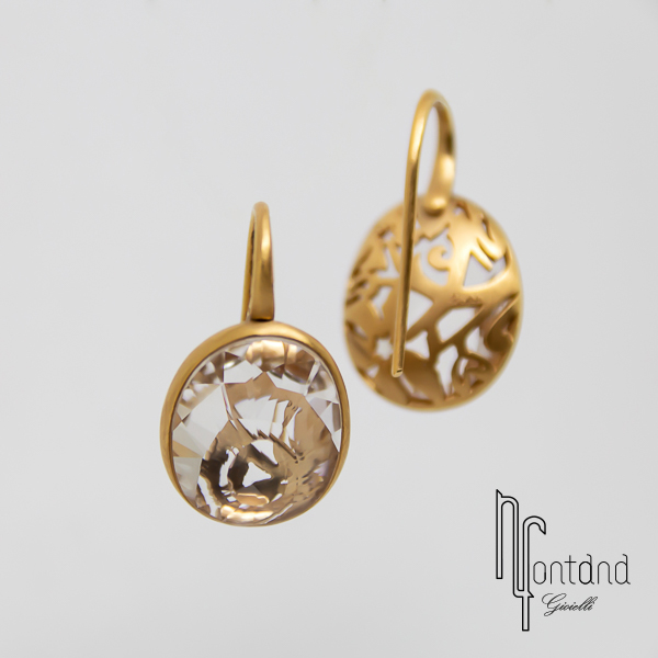 Pomellato Orecchini collezione ARABESQUE in oro rosa 18kt e cristallo di rocca